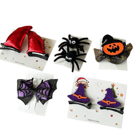 Halloween Hair Clips Pumpkin Witch Hat Spider Bat Monster Headpieces Mesh Party Accessories
