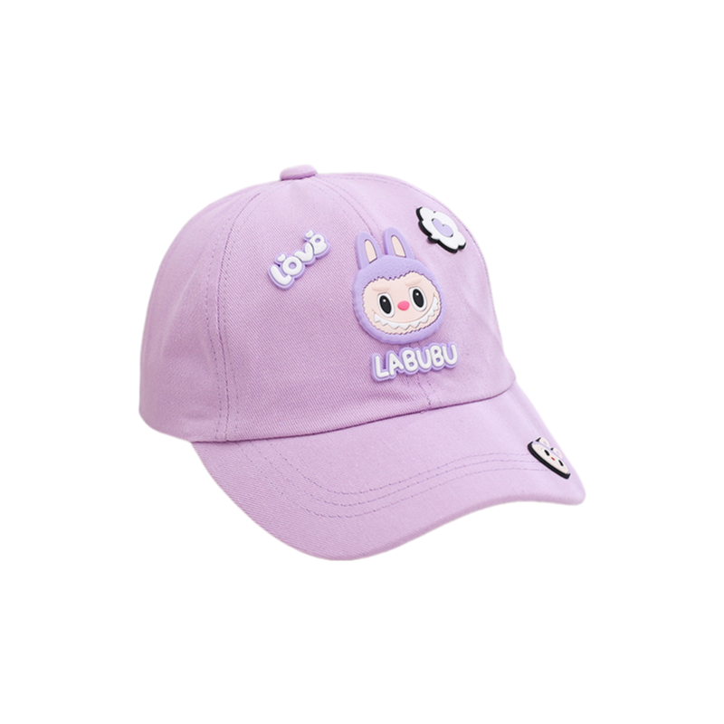 Labubu Kids Baseball Cap with 3D Silicone Patches Adjustable Hat in 4 Colors