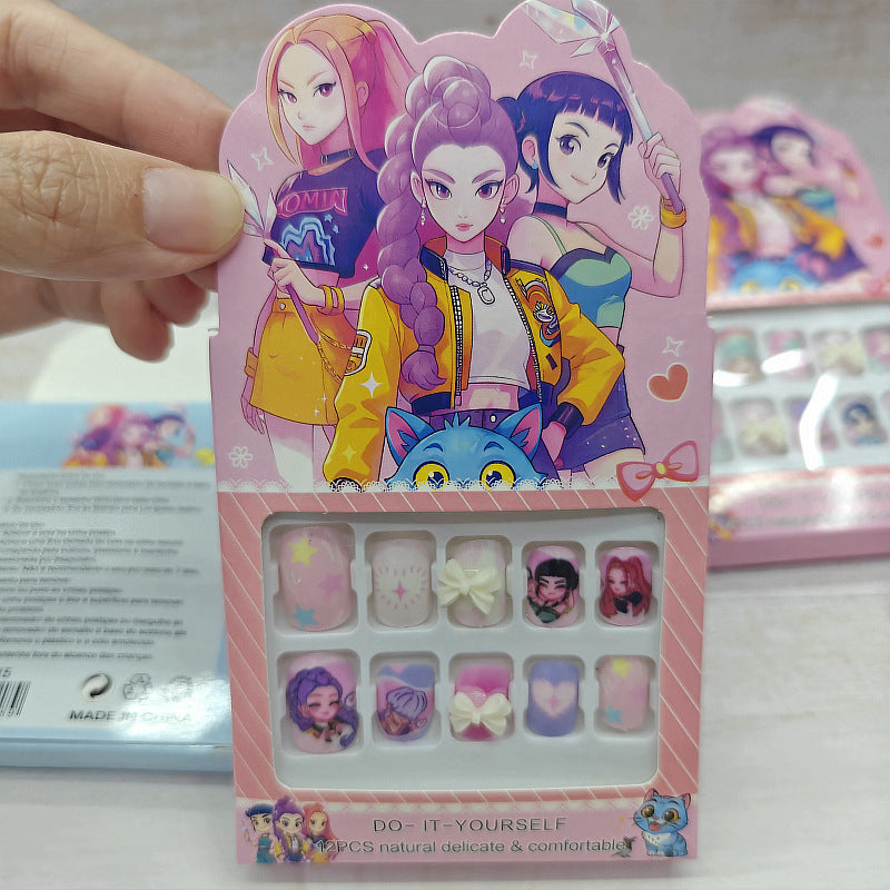 K-POP Demon Huntr Press-On Nails – Cute Handmade Nail Stickers for Girls