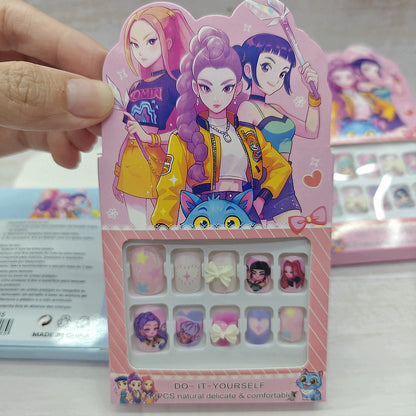 K-POP Demon Huntr Press-On Nails – Cute Handmade Nail Stickers for Girls