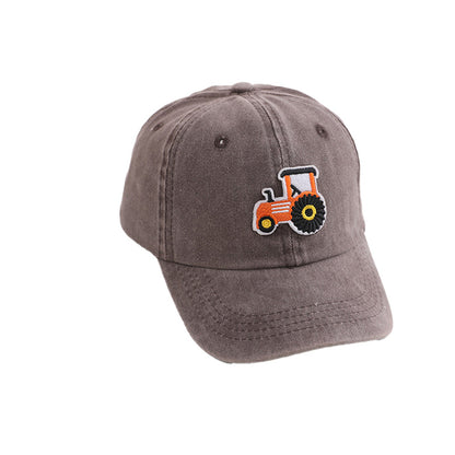 Toddler Tractor Embroidery Baseball Cap Soft Cotton 5 Color