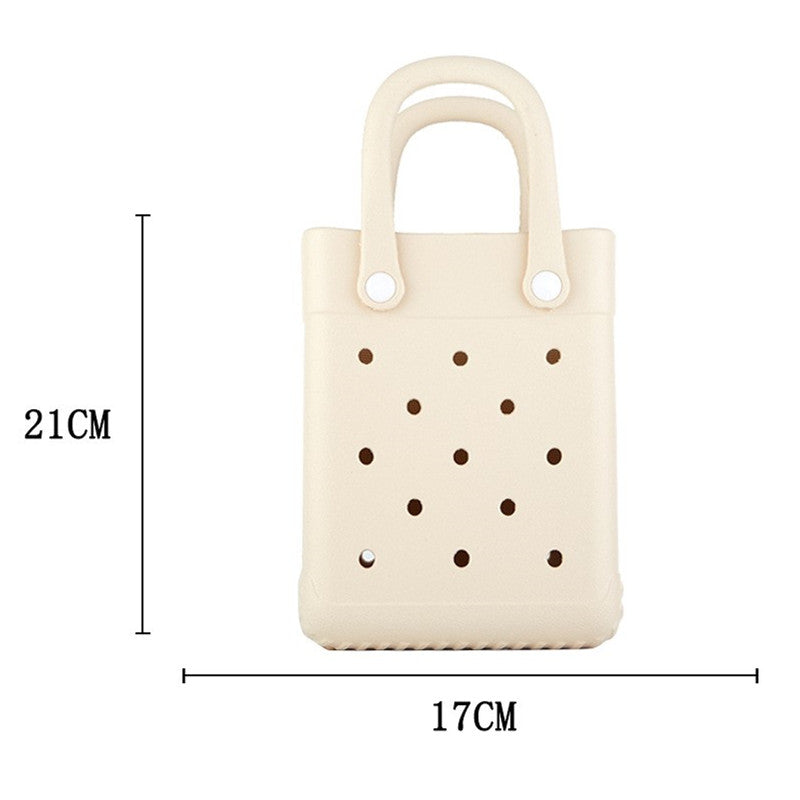 EVA Small Square Beach Bag with Hole Design Handheld Tote