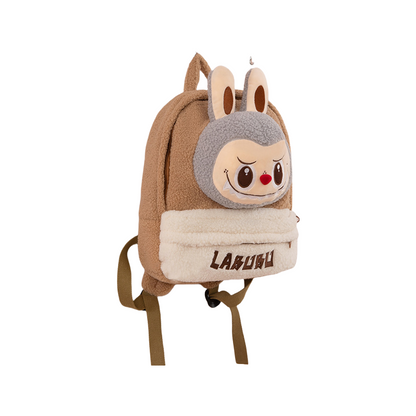 Labubu Soft Plush Fleece Backpack Cute Character Doll School Bag