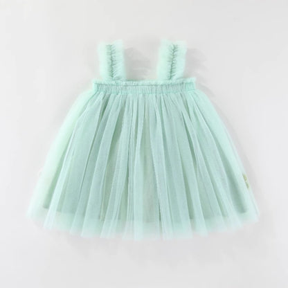 Girls Tulle Dress with 3D Flowers Layered Simple 3 Colors