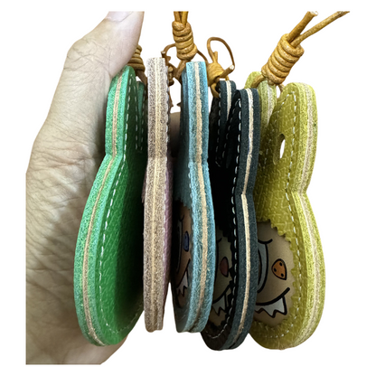 Handmade Leather Cartoon Bag Charm Cute Labubu Keychain Pendant