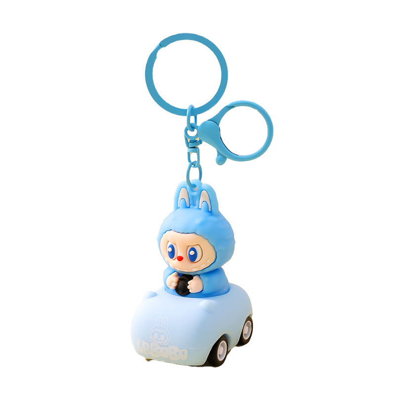 Labubu Keychain Toy in Car Cute Cartoon Keyring Accessory