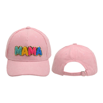 Lady Embroidery Corduroy MAMA Chenille Patches Baseball Cap