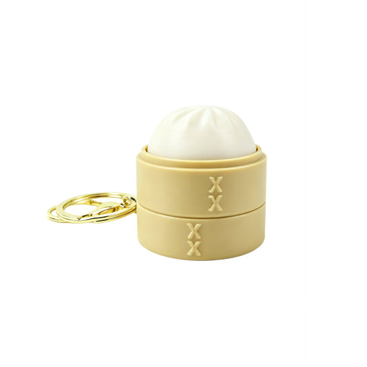 Realistic Dumpling Squishy Keychain Mini Steamer Press Button Stress Relief Bag Charm