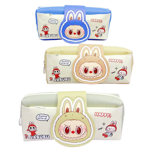 Labubu Pencil Case Multi-Layer Large Capacity Stationery Box with Flip Cover Velcro Closure