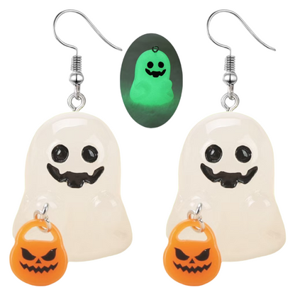 Spooky Halloween Creepy Skull Spider Pumpkin Ghost Cat Dangle Earrings