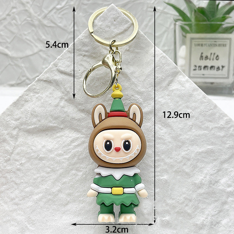 Labubu Christmas 2025 Santa Claus Silicone Keychain With Various Character Designs