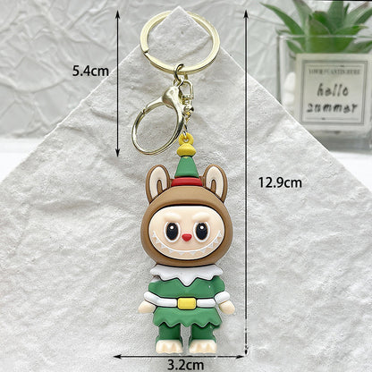 Labubu Christmas 2025 Santa Claus Silicone Keychain With Various Character Designs
