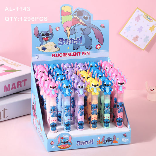 Stitch Cartoon Fluorescent Pen Mini Highlighters Student Drawing & Highlight Marker Set