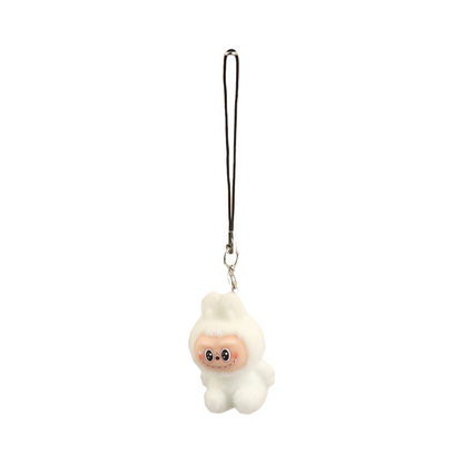 Flocked Labubu Keychain Plushie Bag Charm Gift Keyring for Purse & Backpack