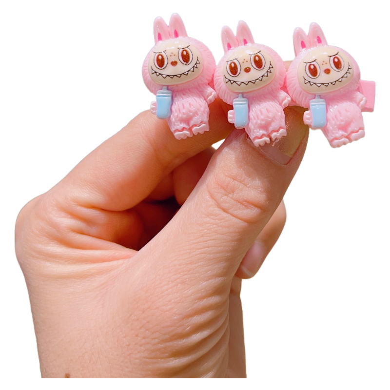 Wholesale Labubu Hair Clips Cute Cartoon Acrylic Hollow Snap Clips for Girls 10-Pack
