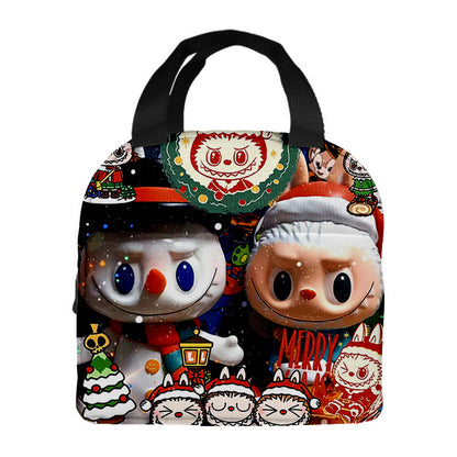 Labubu Christmas 2025 Cartoon Lunch Bag Insulated Bento Box Tote for Kids Adult