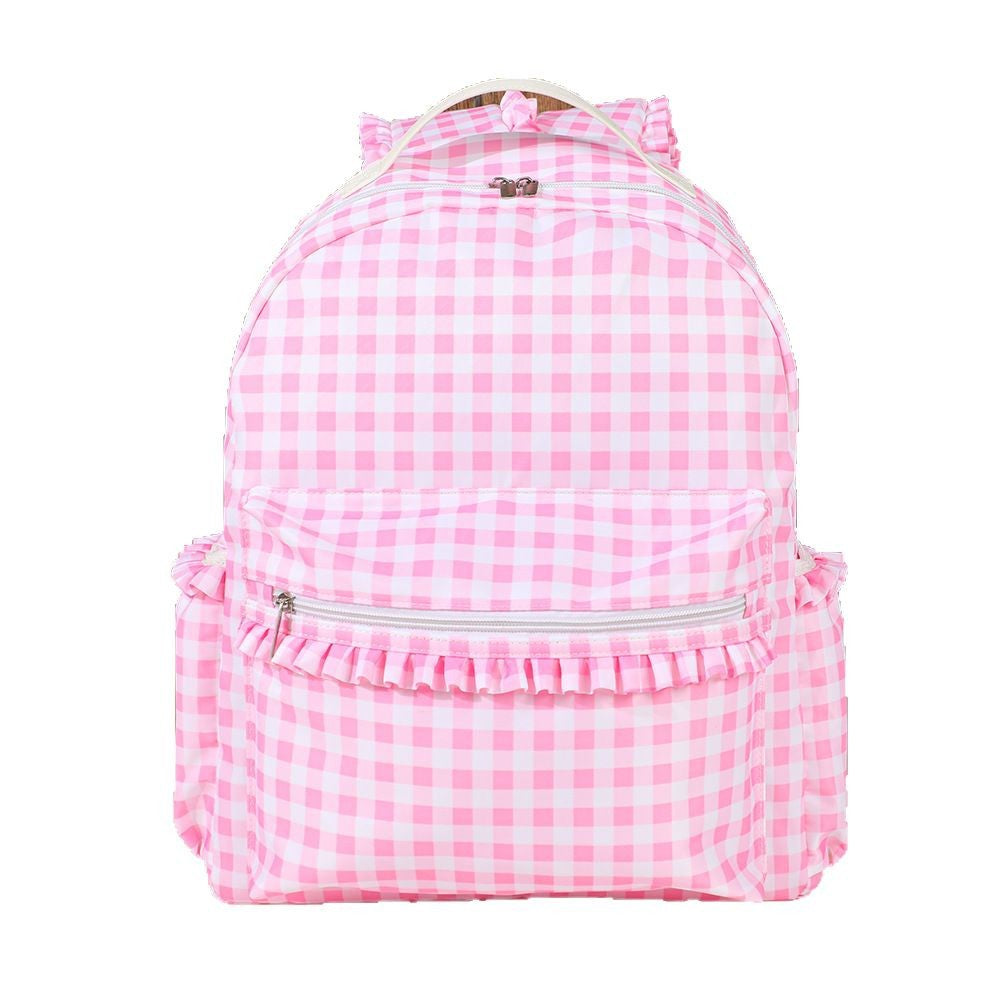 Large Capacity Plaid Lace Student Backpack For School