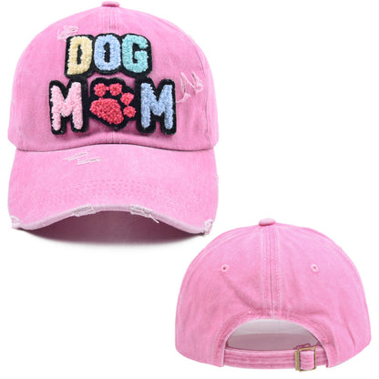 Ladies Embroidered DOG MAMA Chenille Patches Baseball Cap