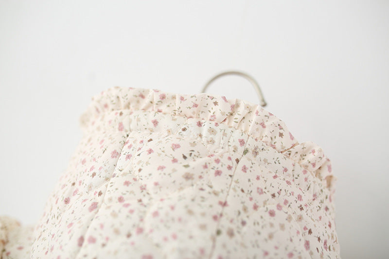 Baby Girls Winter Padded Coat Hooded Floral Jacket with Scarf Thick Warm Cotton Jacket