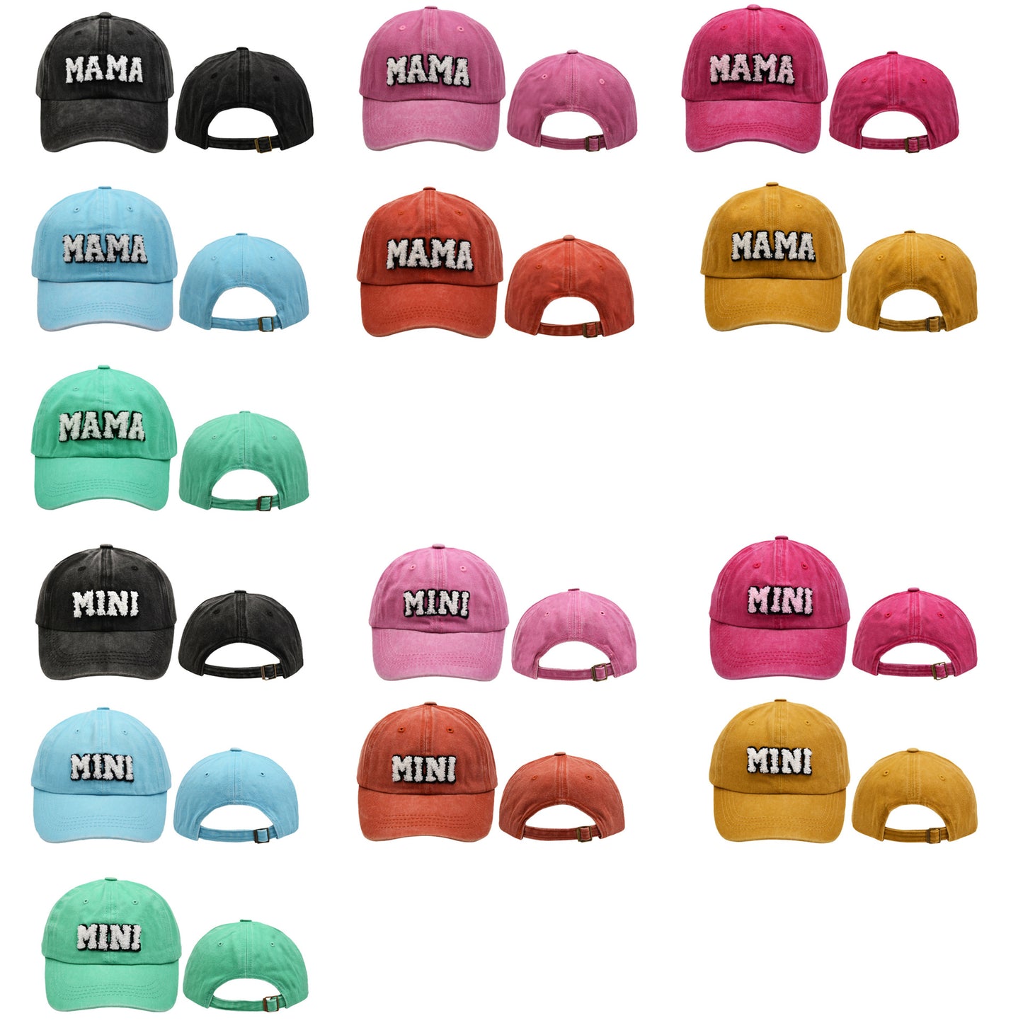 Towel Embroidery MAMA MINI Solid Color Parent Child Cap
