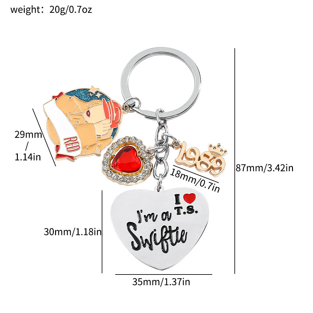 Taylor Swift Inspired Guitar Keychain Alloy Pendant, Album Merchandise Gift for Swifties