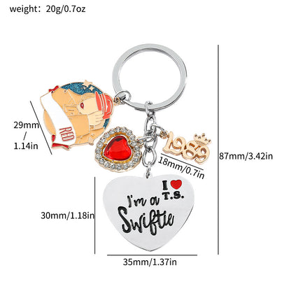 Taylor Swift Inspired Guitar Keychain Alloy Pendant, Album Merchandise Gift for Swifties