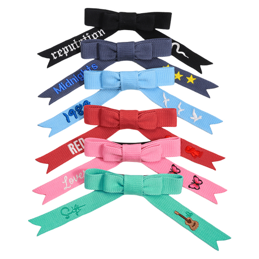 Girl's Festival Letter Embroidery Bow Hair Clip Trendy Braided Hair Accessories
