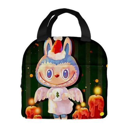 Labubu Christmas 2025 Cartoon Lunch Bag Insulated Bento Box Tote for Kids Adult