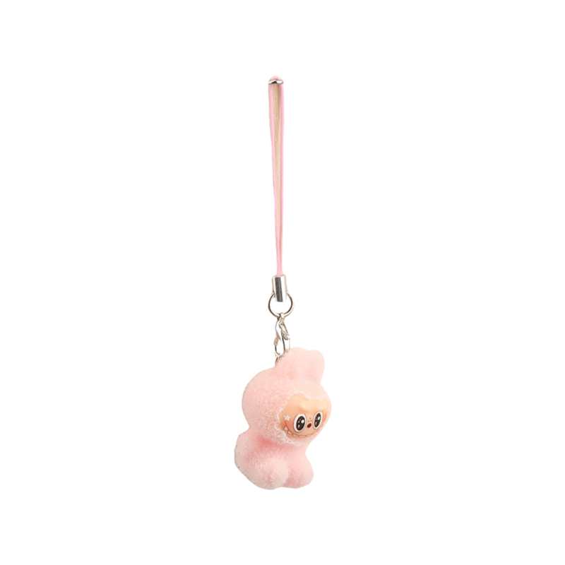 Flocked Labubu Keychain Plushie Bag Charm Gift Keyring for Purse & Backpack