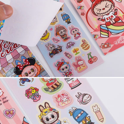 Labubu Stickers Book Cute Cartoon Character Decals DIY Scrapbooking & Craft Supplies