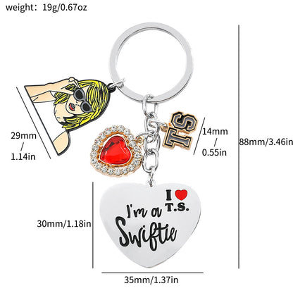 Taylor Swift Inspired Guitar Keychain Alloy Pendant, Album Merchandise Gift for Swifties