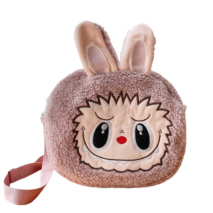 Kids Girls Labubu Soft Plush Crossbody Character Doll Bag
