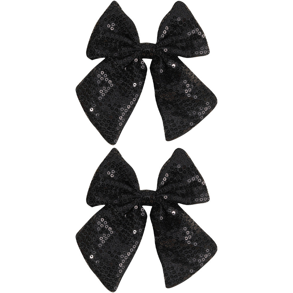 Christmas Bow Hair Clips – Solid Pearl Glitter Bow Barrettes for Girls