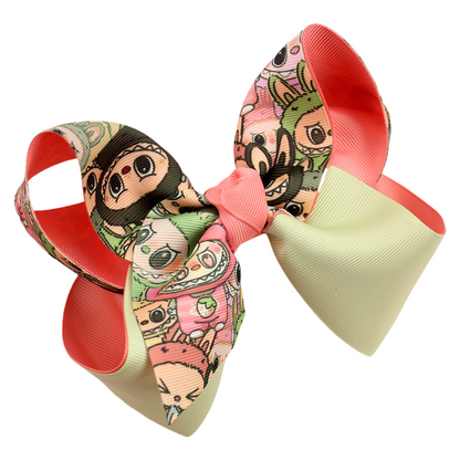 Labubu Printed Hair Clip Fabric Bow Hair Accessory for Kids Girls