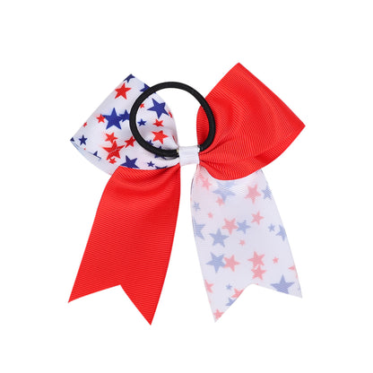 Kids Patriotic Hair Elastics Red White Blue American Flag Hair Ties