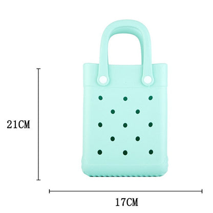 EVA Small Square Beach Bag with Hole Design Handheld Tote