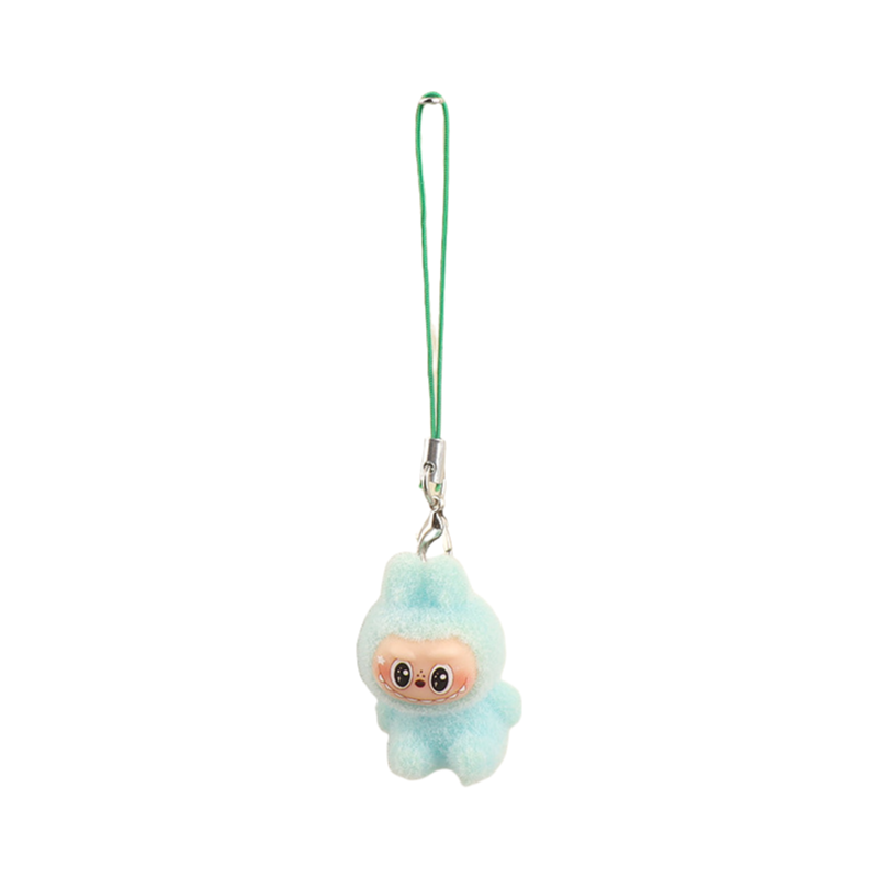 Flocked Labubu Keychain Plushie Bag Charm Gift Keyring for Purse & Backpack