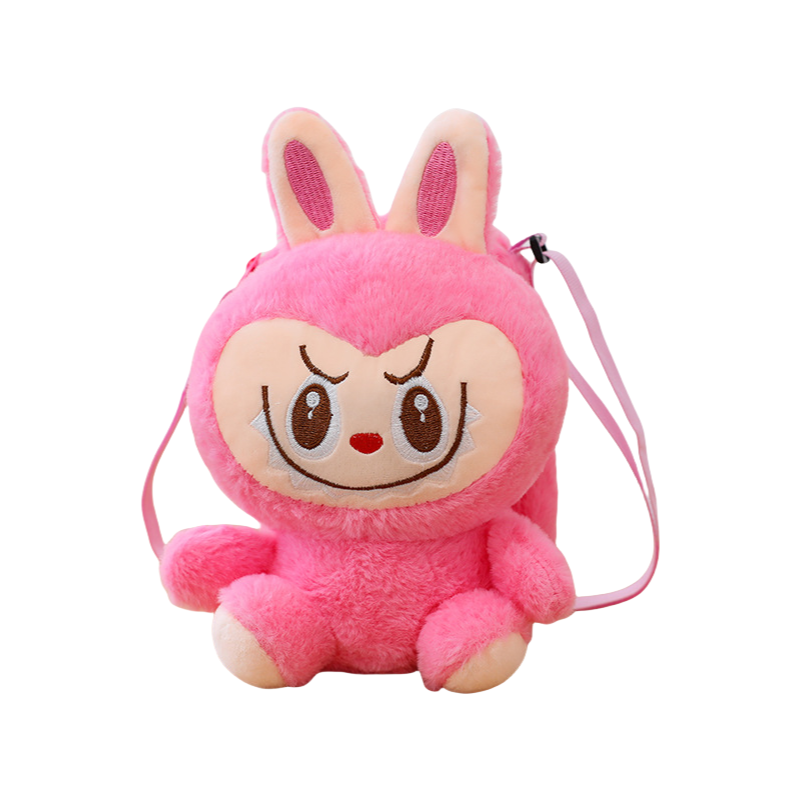 Kids Girls Labubu Soft Plush Crossbody Character Doll Bag