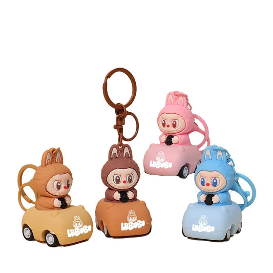 Labubu Keychain Toy in Car Cute Cartoon Keyring Accessory