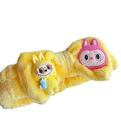 Labubu Plush Hair Turban with Cute Cartoon Bunny Design