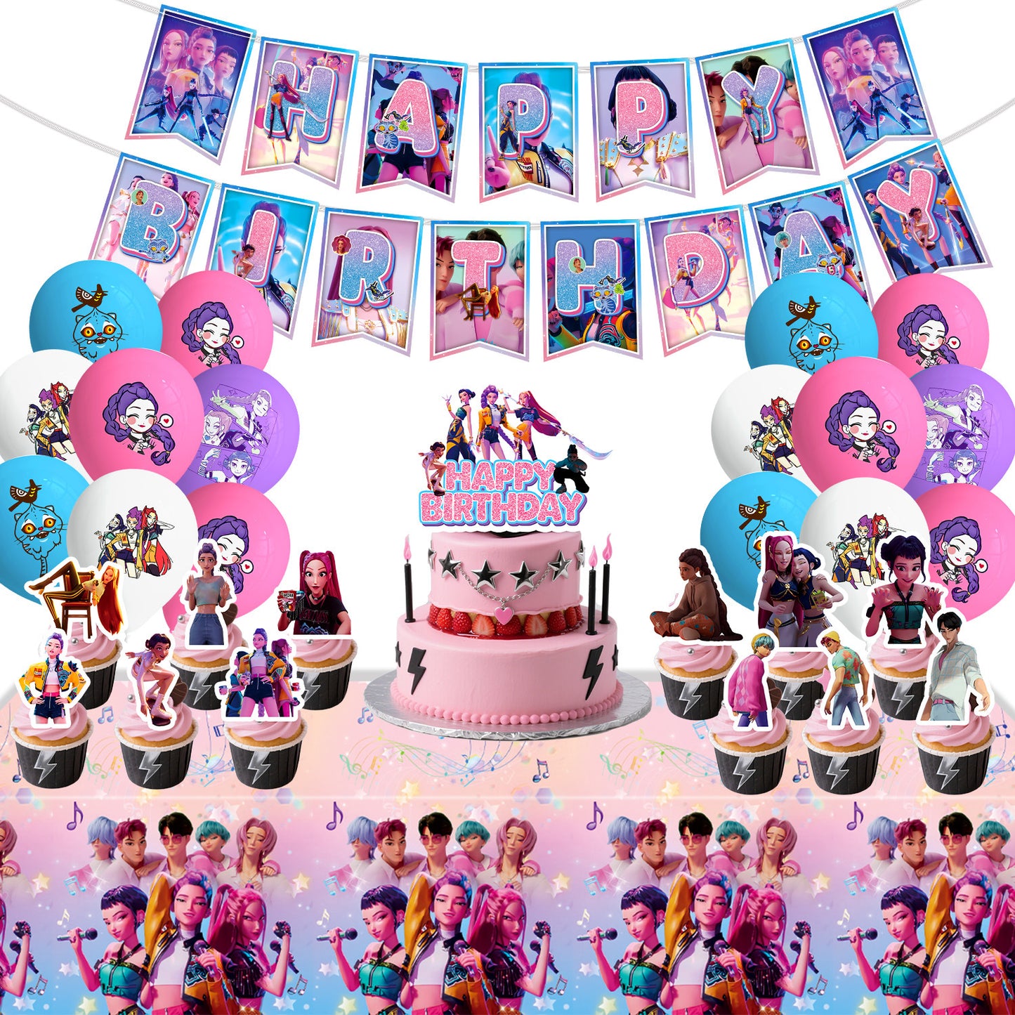 Demon Hunters & Saga Boy Band Birthday Party Supplies – Themed Tableware and Decorations