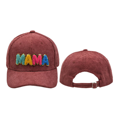 Lady Embroidery Corduroy MAMA Chenille Patches Baseball Cap