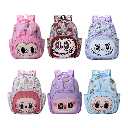 Labubu Print Large Zipper Backpack Back To School Bag Kindergarten Gift