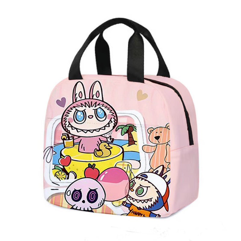 Labubu Cartoon Lunch Bag Insulated Bento Box Tote for Kids
