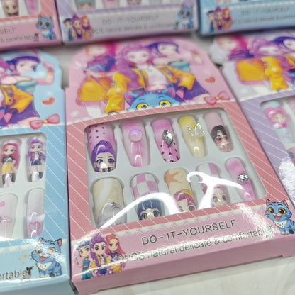 K-POP Demon Huntr Press-On Nails – Cute Handmade Nail Stickers for Girls