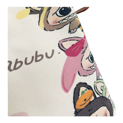Cartoon Labubu Canvas Bucket Bag Painted Crossbody & Shoulder Tote