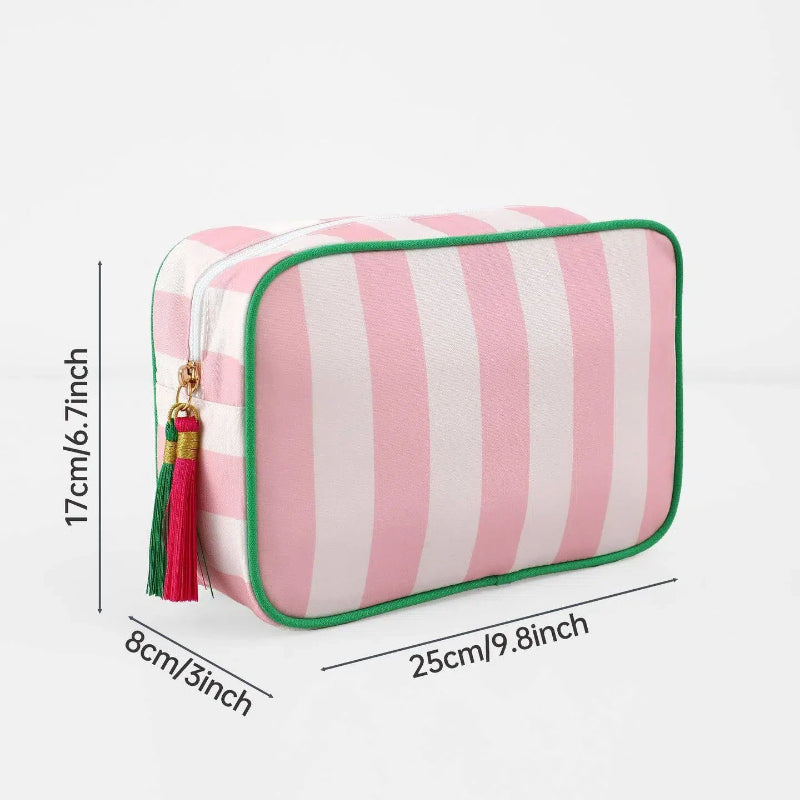 Striped Cosmetic Bag – Simple & Fresh Travel Makeup and Toiletry Pouch