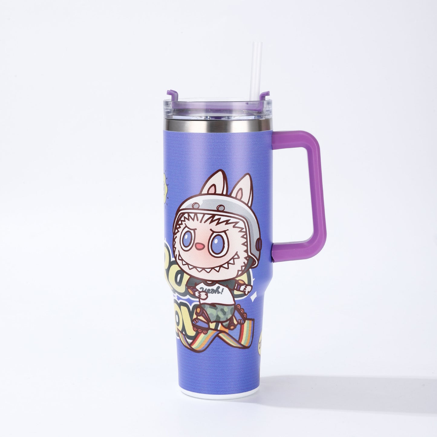 Labubu 40oz Insulated Tumbler with Handle and Straw Car Travel Mug, Hot & Cold Stainless Steel Cup