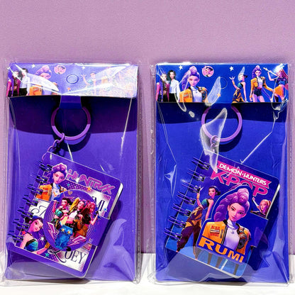 K-POP Girl Group Themed Coil Notebooks with Keychain – Colorful Cartoon Stationery Set