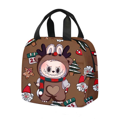 Labubu Christmas 2025 Cartoon Lunch Bag Insulated Bento Box Tote for Kids Adult